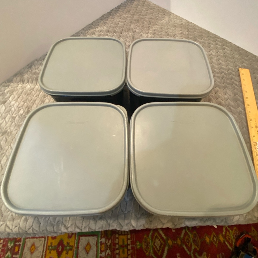 4Tupperware Modular Mates Square #2 1620-1 Recipe Photo Holder Insert Black Gray
